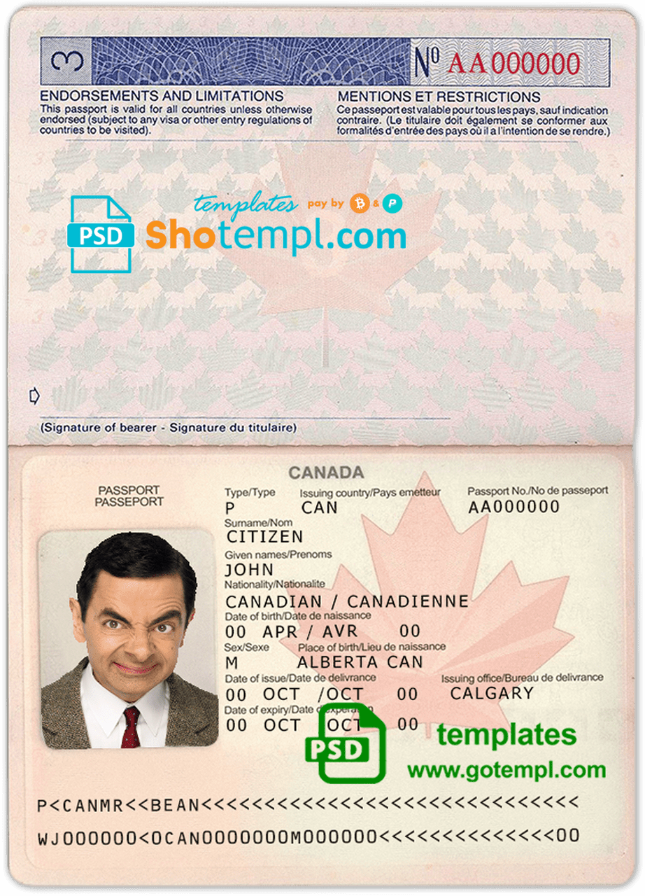Canada Passport Psd Template Free