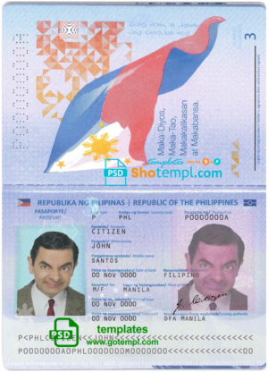 Philippines passport in PSD format, fully editable