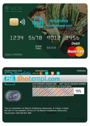 Angola Comercial Bank, mastercard template in PSD format