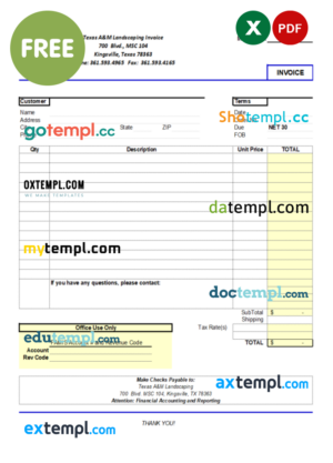 landscaping invoice template in Word and PDF format, version 32