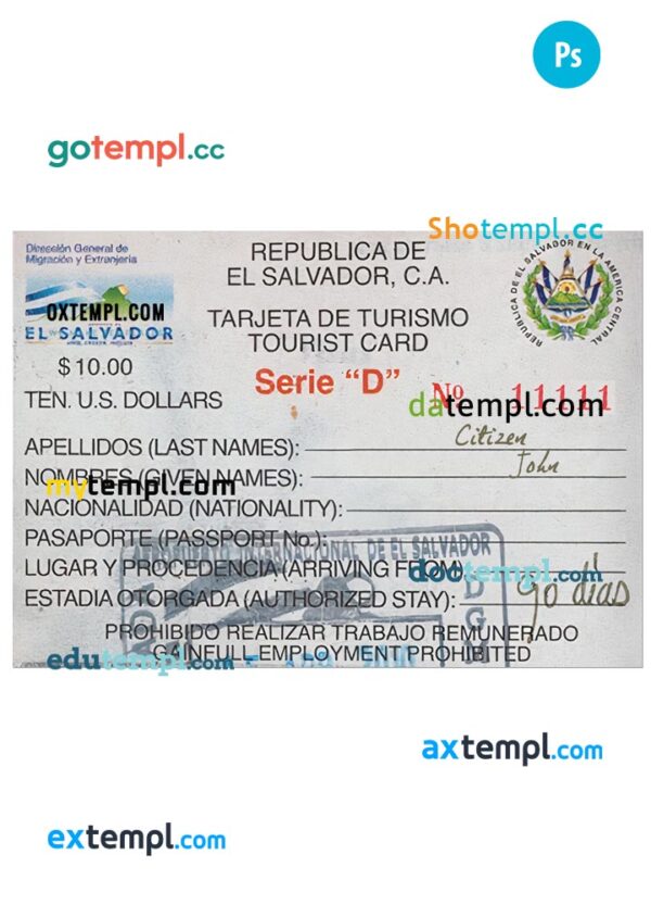 tourist card for el salvador